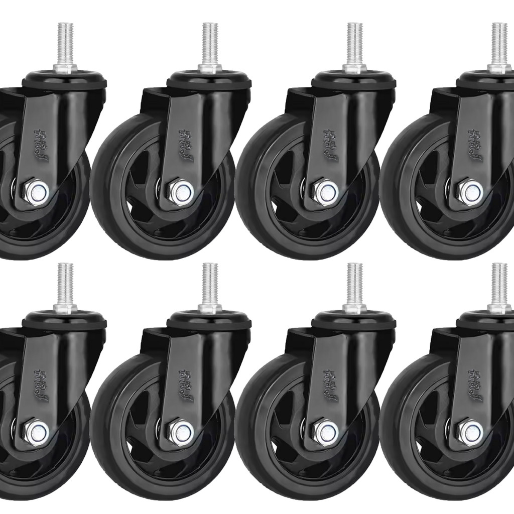 Kit 8 Rodizio Para Moveis Pesados Com Espiga  Rodinhas Roda Grande 3" Polegadas Reforçada 75mm Rrj