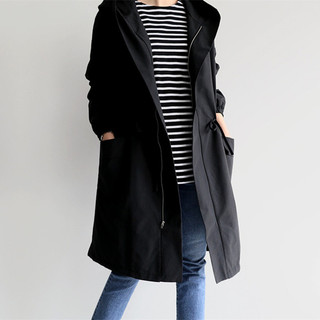 Japonês Cross-Border comércio exterior roupas femininas cintura estreita bolso grande Casual longo com capuz blusão