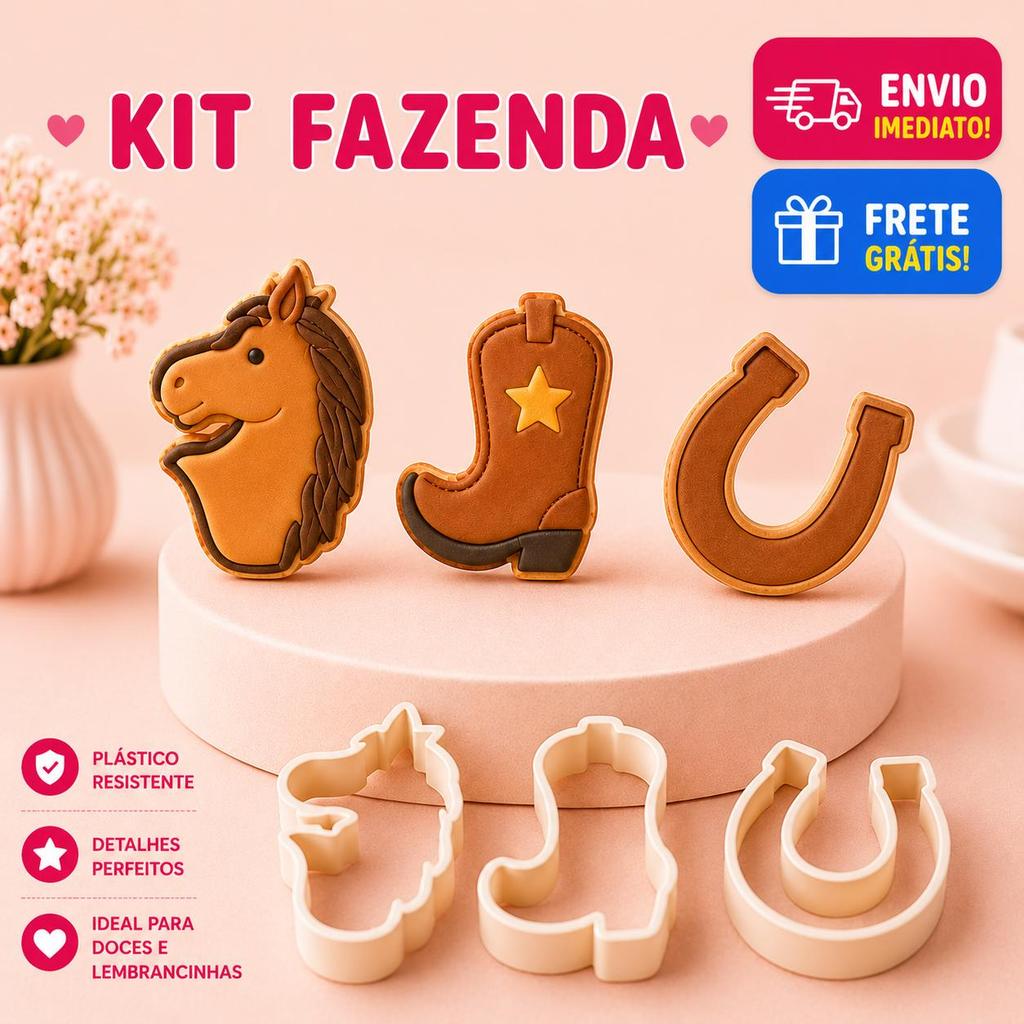 Kit Cortador Country Fazenda 5 cm.