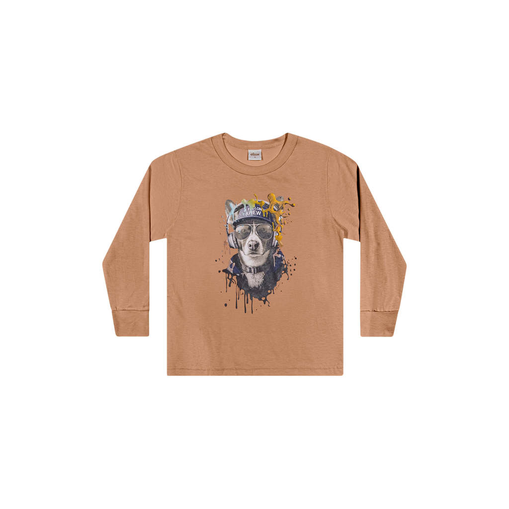 Camiseta Manga Longa Infantil Menino Urbano Elian Marrom