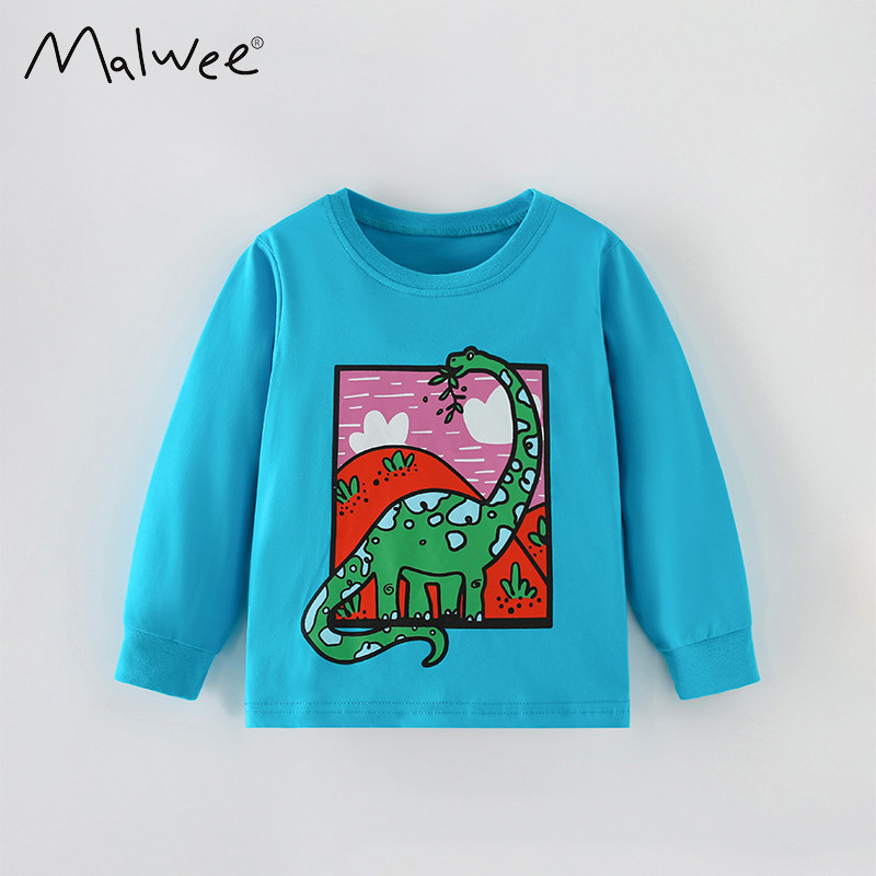 Meninos de manga comprida camiseta outono novo estilo crianças em torno do pescoço puro algodão dos desenhos animados di