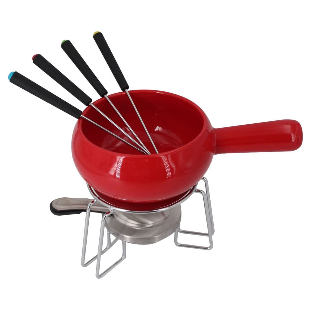 Fondue em Cerâmica 8 Peças 660ml  Vermelho
