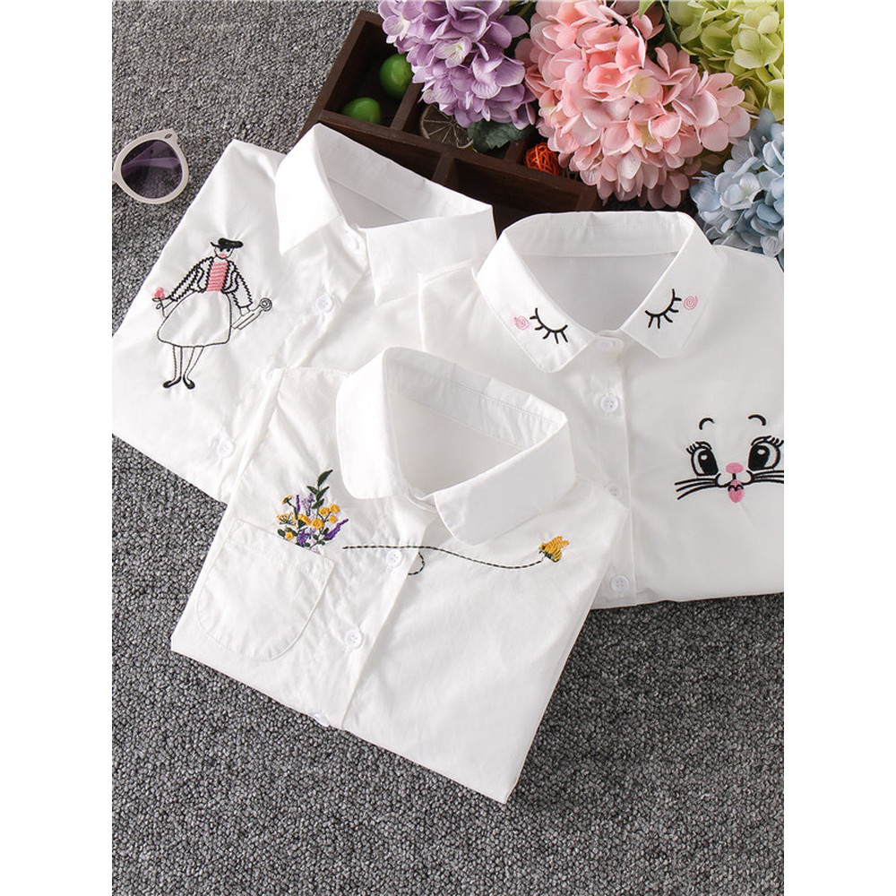 Camisa grande para meninas, manga comprida, estilo ocidental, 2026, primavera, outono, escola primária, crianças, algodã