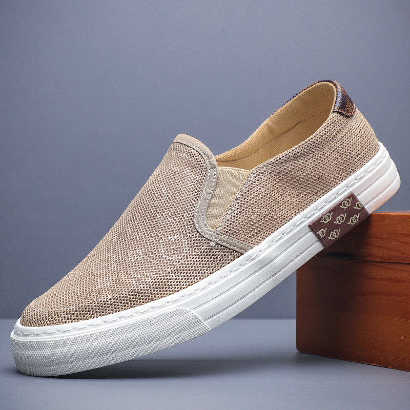 2024 verão novo estilo sapatos de lona sapatos masculinos de um Pedal respirável velho pequim sapatos de pano masculino