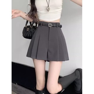 Cinza terno Shorts feminino 2024 novo estilo de venda quente primavera verão cintura alta plissado Culottes uma falsa de