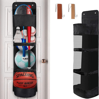 Pendurado porta equipamentos esportivos saco de armazenamento crianças basquete Hoop brinquedo equipamentos atrás da por