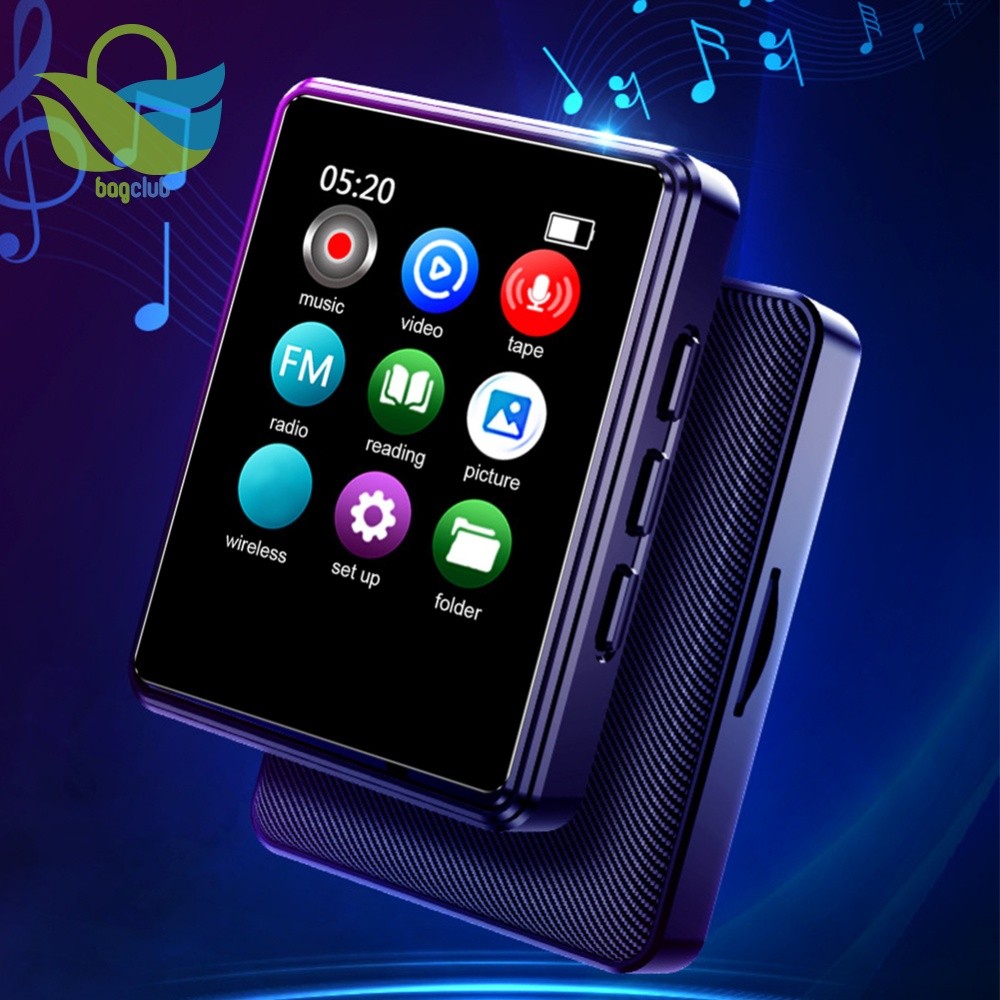 MP3 Player Bluetooth 5.2 com Tela Touch IPS 128GB Expansível para Músicas e Livros com Alto-falante Integrado