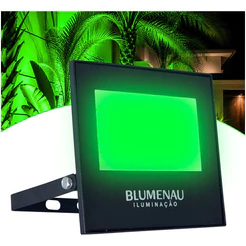 Refletor Led 50w Verde Blumenau Ip66 Bivolt Jardim Externo 127/220v Preto Verde