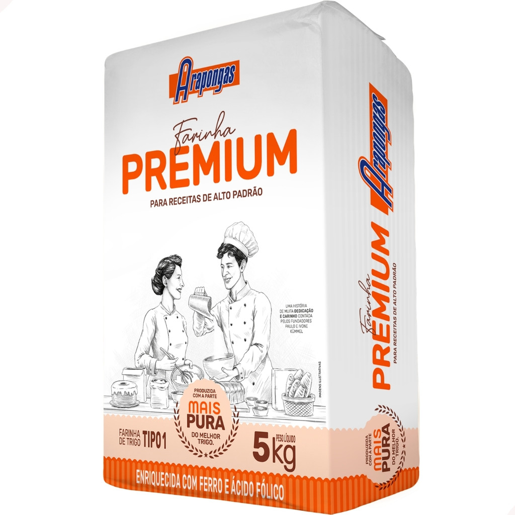 Farinha De Trigo Especial Premium Arapongas 5 Kg Puríssima com Proteína Para Receitas Alto Padrão
