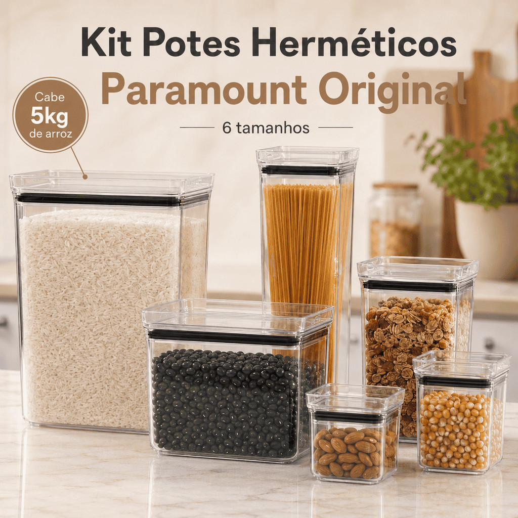 POTES HERMETICOS ACRILICO EMPILHAVEIS ORGANIZADORES MANTIMENTOS ORIGINAIS PARAMOUNT