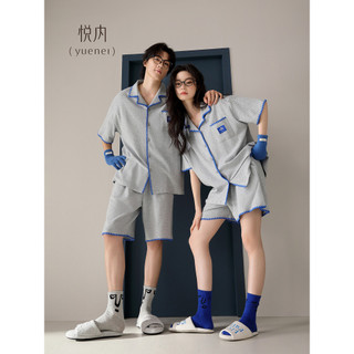 Casal interno pijamas feminino verão puro algodão Shorts de manga curta Homewear masculino Casual Plus Size Cardigan Waf