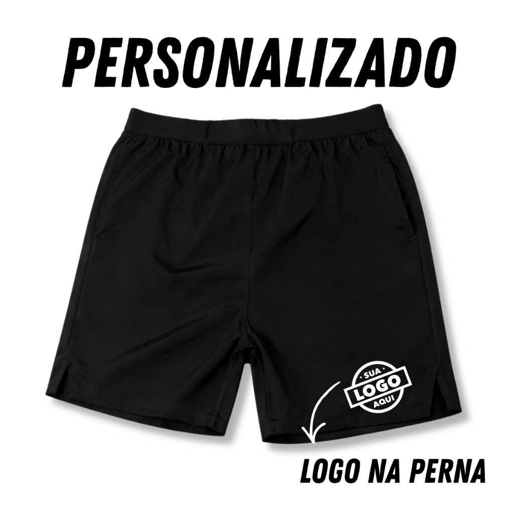 Short Tactel Personalizado com Elastano Sua Logo Bermuda Masculino Treino Empresa Treinamento Luta