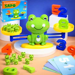 Brinquedo Educativo Balança Equilíbrio dos Sapos Matemática Numérica Adição Subtração Jogo Infantil