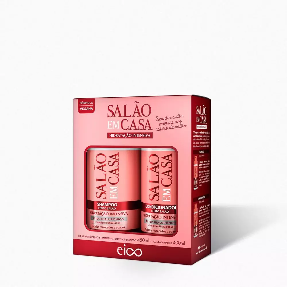 Kit Eico Salão em Casa Hidratação Intensiva Shampoo 450ml + Condicionador 400ml