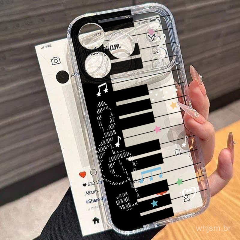 Capa de Telefone com Notas Musicais Pintadas para Samsung S25 S24 Ultra S23 FE S22 Plus A16 A55 A15 A35 A36 A53 A54 5G