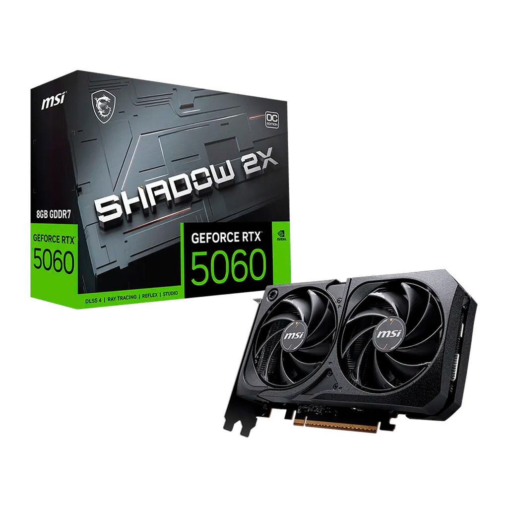Placa De Vídeo Rtx 5060 Msi Shadow 2x 8gb GDDR7 128 Bits, Graficos Realistas com Tecnologia IA 