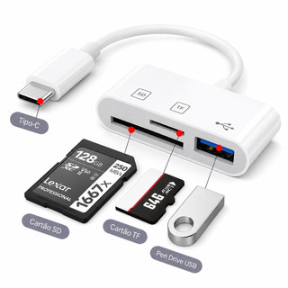 Leitor de Cartão USB-C Adaptador SD TF USB Multiporta Para Celular e Notebook