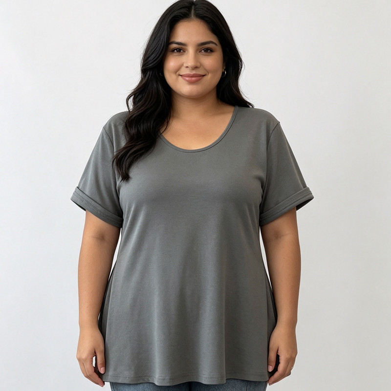 [Roupas femininas plus size] Camiseta Casual solta 150kg pode usar 150kg Roupas femininas plus size Estilo de compriment