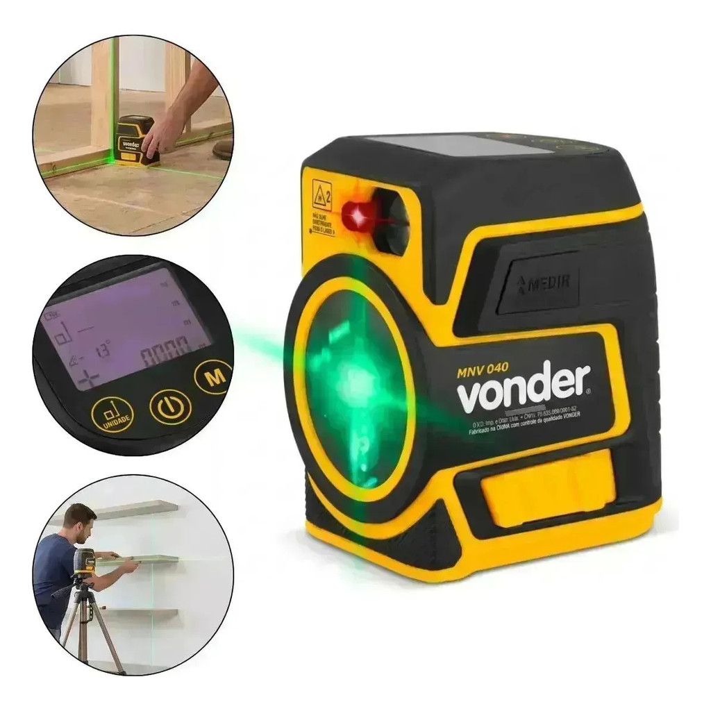 Trena a Laser 40m com Nível a Laser Vonder MNV 040 Profissional com Bolsa e Manual