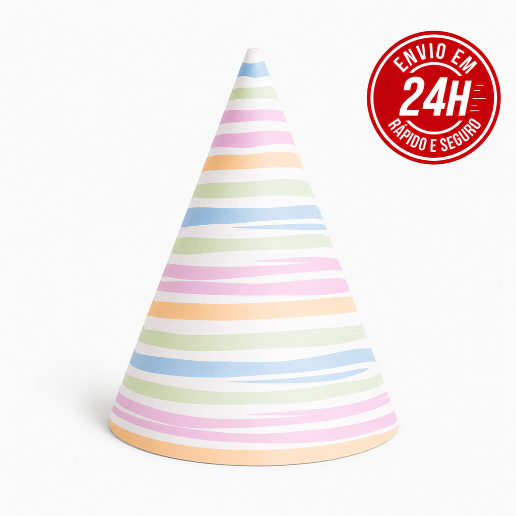 Chapéu de Festa Arco-Íris - Chapeuzinhos Personalizados - Kit Para Aniversário - Decoração - Comemoração