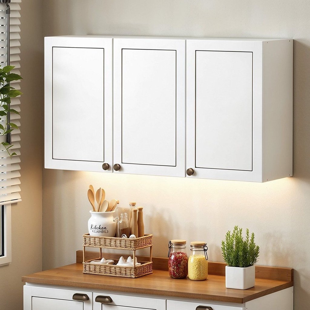 Armário Aéreo 120 cm 3 Portas Americano Provençal Branco