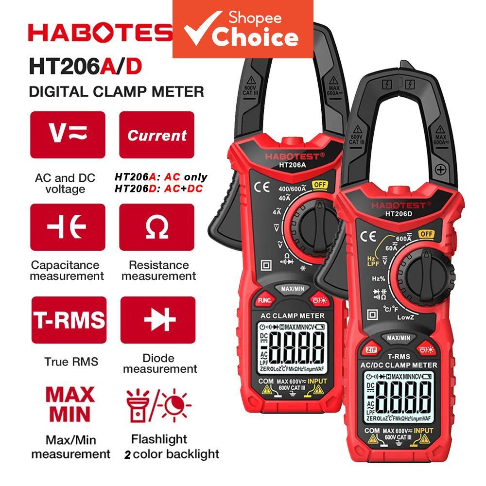One Piece HABOTEST HT206A/HT206D Alicate Amperímetro, Multímetro Digital RMS ver
