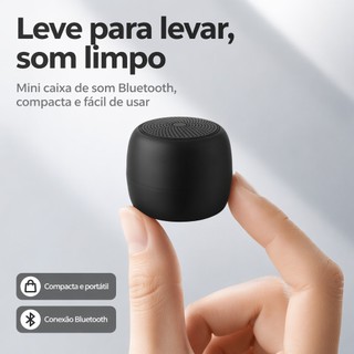 Mini Caixa de Som Bluetooth Portátil Sem Fio Som Potente Metal Compacta Graves Fortes Bat…