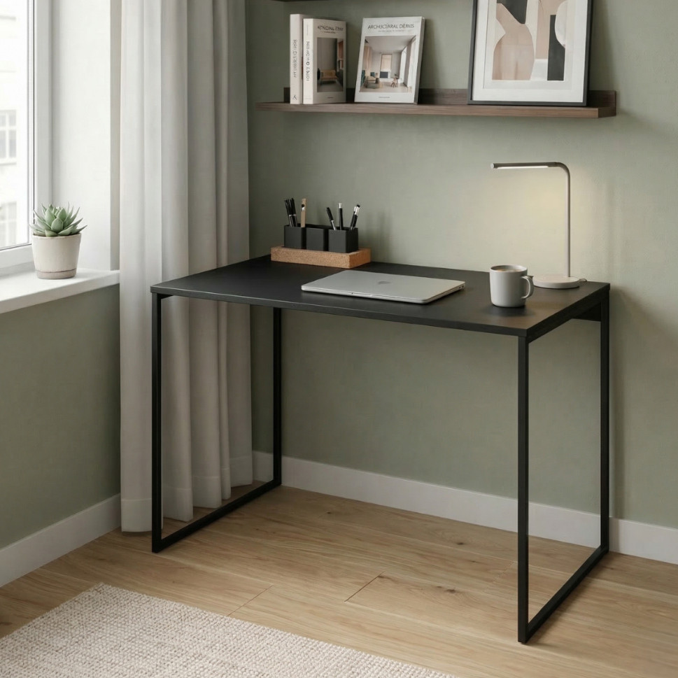 Mesa Escrivaninha Industrial 90x53cm com Base de Ferro para Escritório Estudo e Home Office