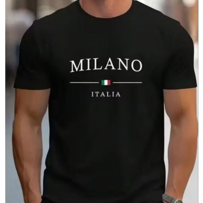 Camiseta Milano Itália T-Shirt 100% Algodão Camisa Masculina MILANO ENVIO IMEDIATO.