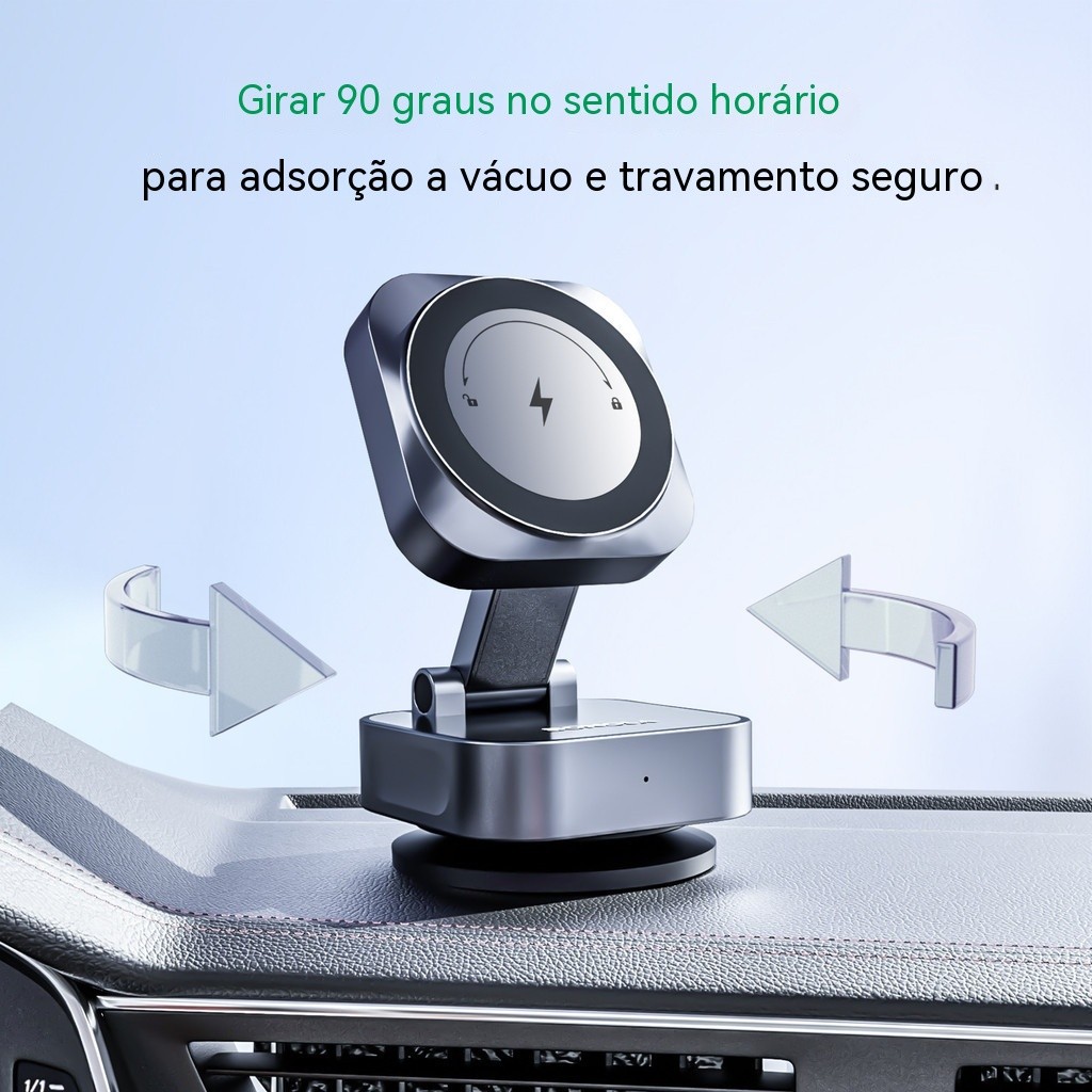 Carregador Sem Fio Magnético de 25W com Suporte para Telefone de Carro Compatível com QI2.2 para Apple 17 Magsafe Carreg