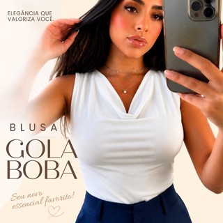 Blusa Feminina Gola Boba Elegante Moda Verão Suplex Premium