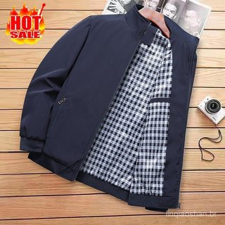 Jaqueta Masculina de Negócios com Zíper e Gola Aviador, Tamanhos Grandes M-6XL NUP1