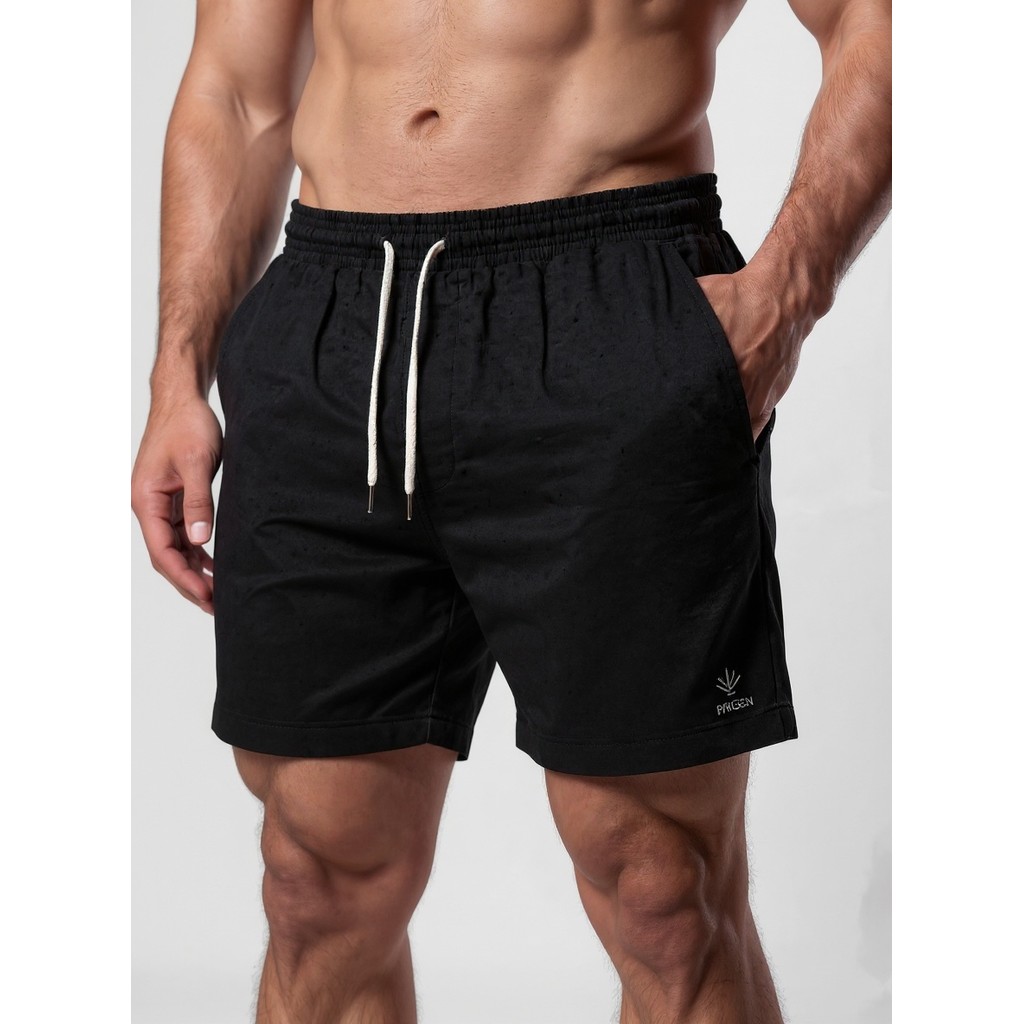 Kit 2 Bermudas Masculinas Linho Elastano Praiana Confortável Verão Preto + Bege — Jujubel.com