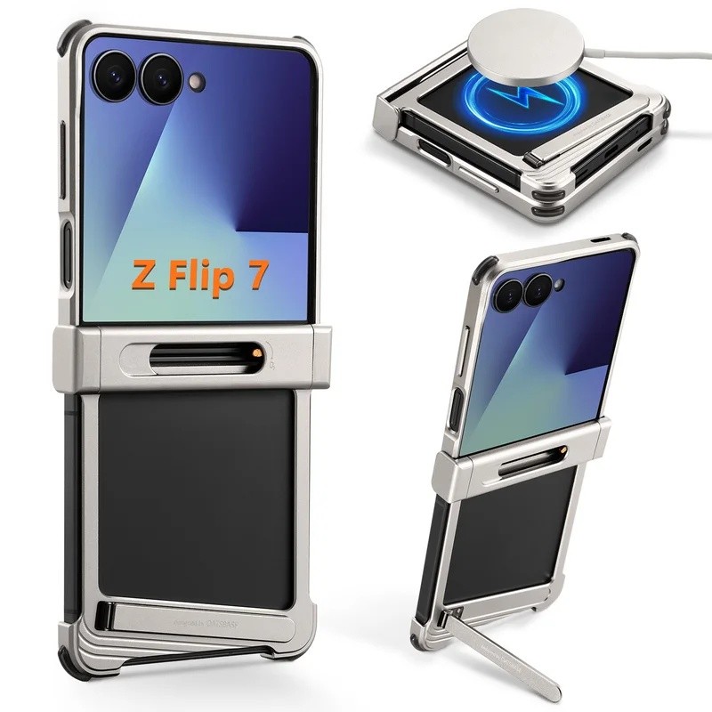 yyyOatsbasf Capa De Telefone Com Moldura De Metal Para Samsung Galaxy Z Flip 7 0
