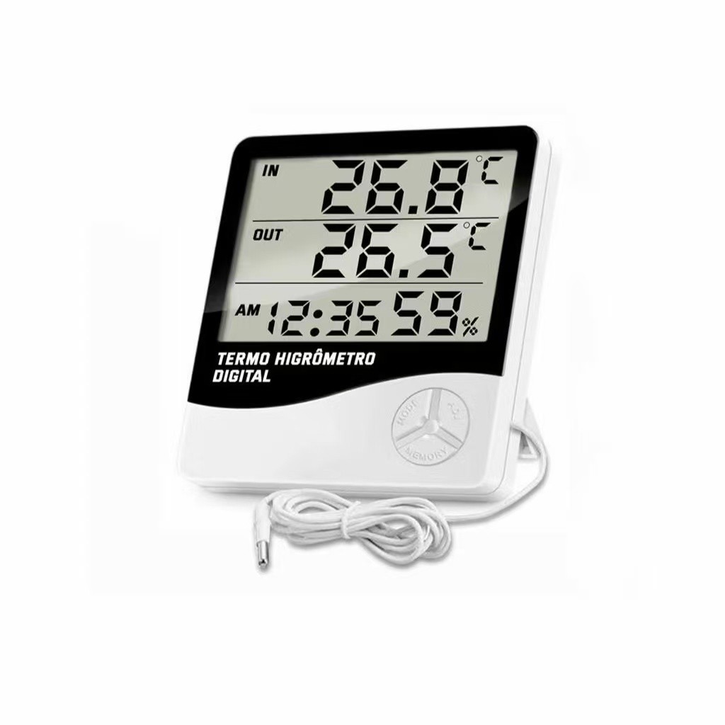 Termo Higrometro Medidor Temperatura Umidade Sensor Externo Com Pilha