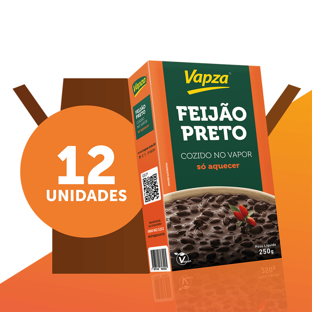Kit 12 Feijões Preto 250G Só Aquecer Vapza
