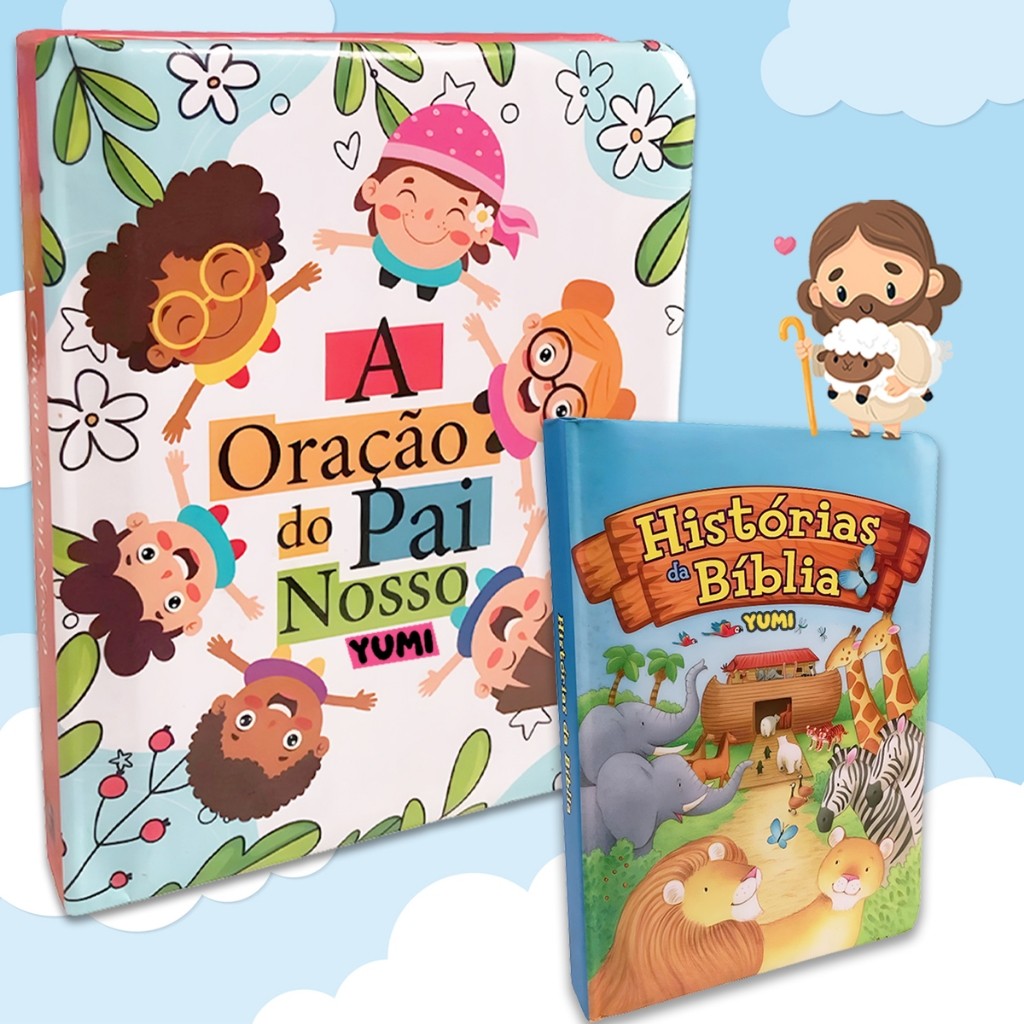 Kit Histórias Da Bíblia + A Oração Do Pai Nosso- Livro Infantil Almofadado (capa