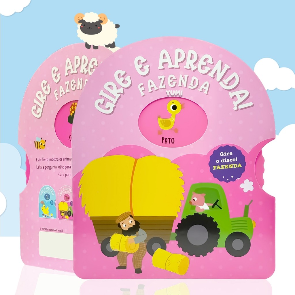 Livro Infantil Educativo Gire e Aprenda Fazenda Animais Lindas Ilustrações Coloridas
