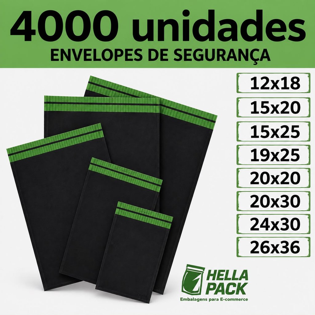 Kit 4000 Envelopes Segurança Embalagem De Envio Saco Inviolável Saquinho Correios Envelope Plástico para Envio medidas