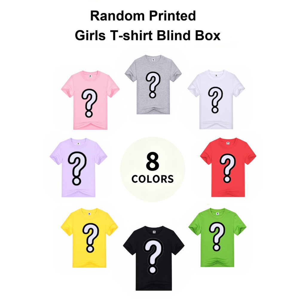 100-160cm Aleatório Mistério Caixa Cega Meninos Meninas Camiseta Dos Desenhos Animados Impresso Crianças Algodão Manga C