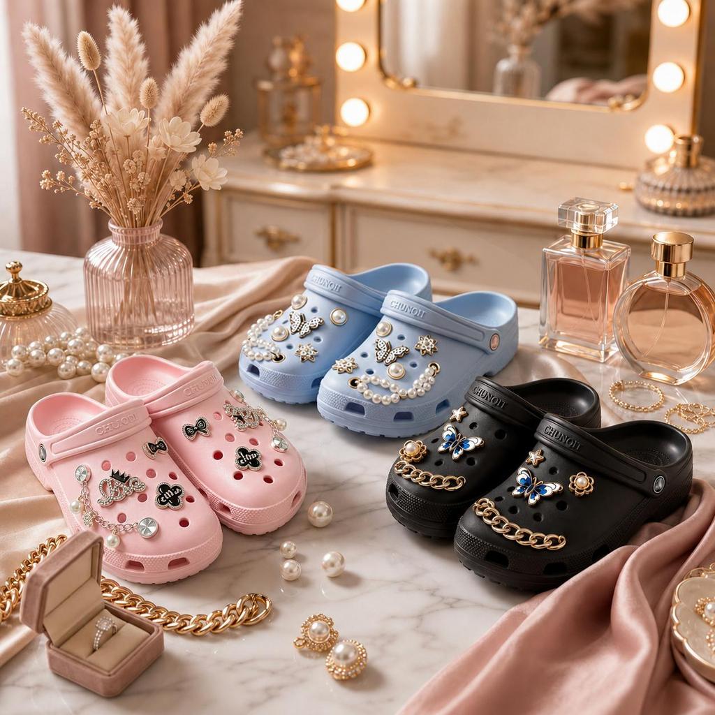 Chinelo Babuche Feminino + CHARMS GRÁTIS! Antiderrapante EVA Macio Confortável
