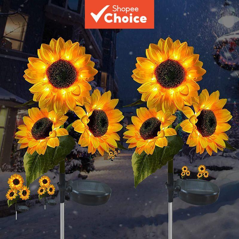 3 Cabeças Solar, 1 Cabeça, Girassol Simulado, Luzes de LED, Verão, Jardim, Quintal, Gramado, Luzes Noturnas, Lâmpada