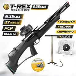 Carabina de Pressão Rossi PCP T-Rex VR Bullpup 6.35MM + BOMBA + RED DOT + CHUMBINHO – PRONTO PARA USO