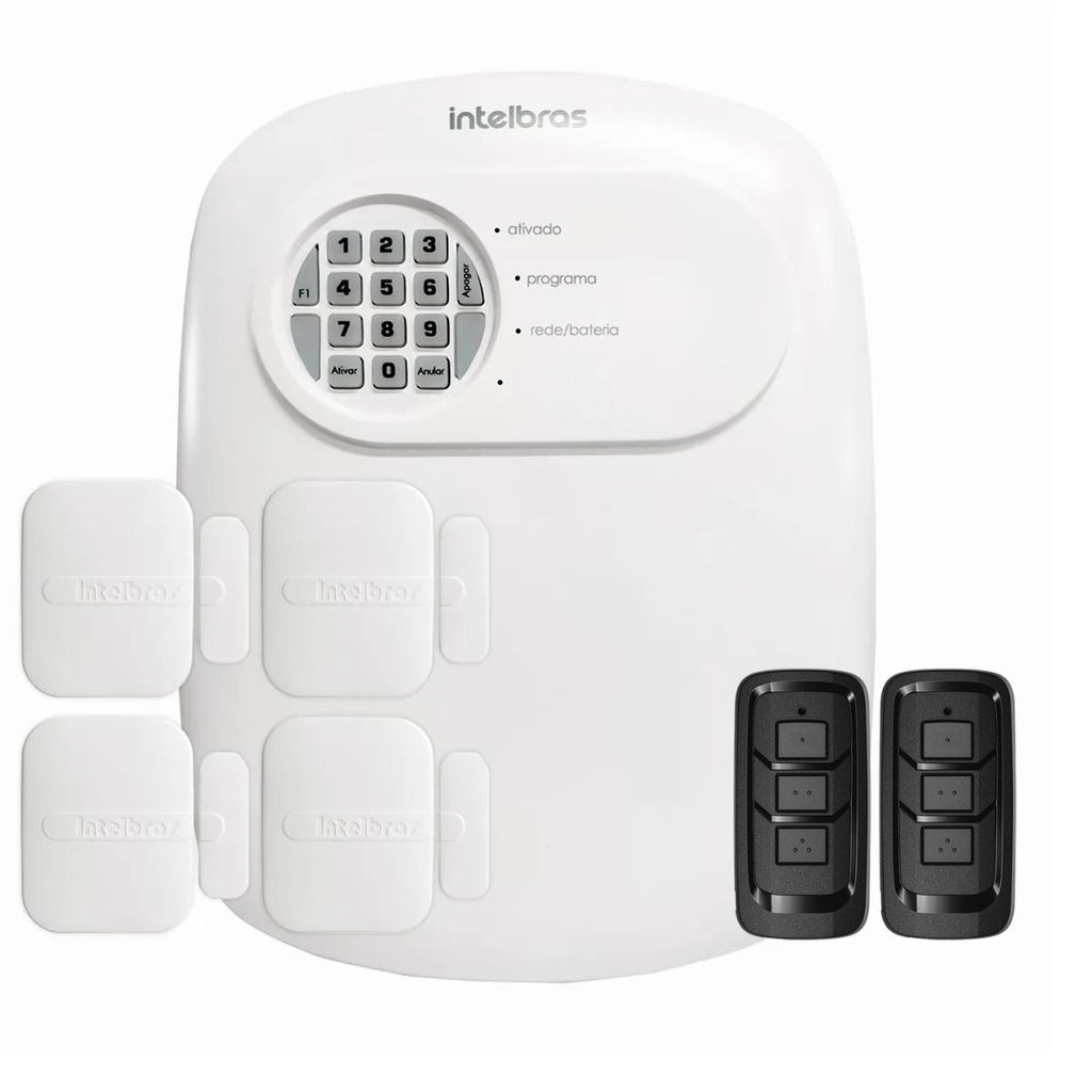 Kit Central de Alarme ANM 24 NET Intelbras + 4 Sensores Magnético de Abertura de Porta e Janela XAS 4010 Smart