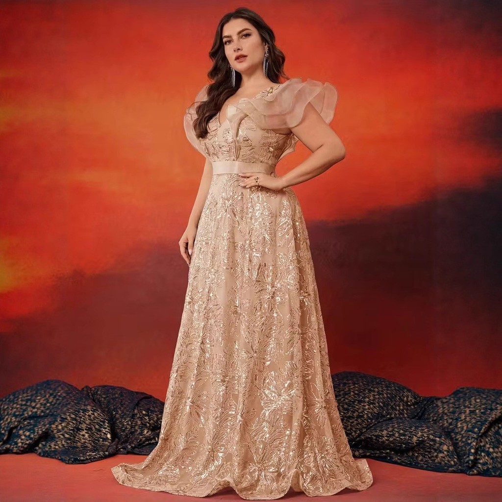 Novo vestido de baile elegante sem mangas com decote em V, em cetim com aplicações de lantejoulas, estilo europeu e amer