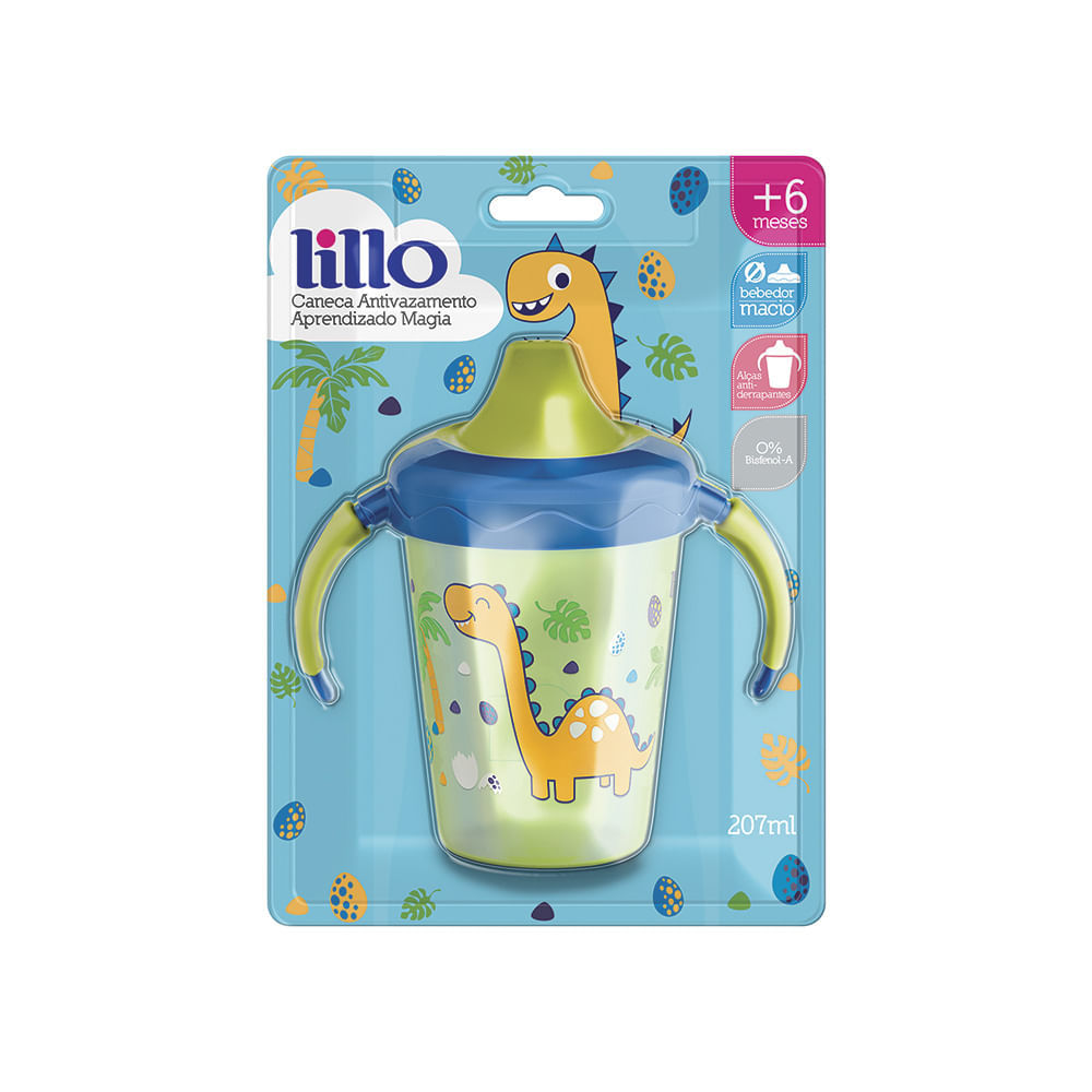 Caneca Antivazamento Lillo Magia Aprendizado 6+ Meses Cor Azul 207ml