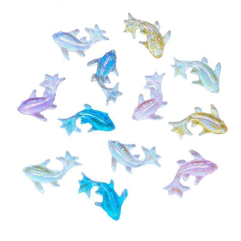 Novo Kit com 100 Peças de Mini Peixes Coloridos Kawaii em Resina, Figuras Decorativas para Artesanato, Cabochões e Joias