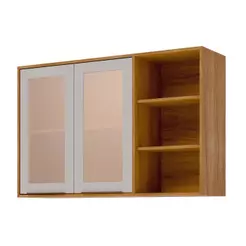 Armário Aéreo p/ Cozinha Brilhante c/ 2 Portas 120cm Cinamomo/Off White - MGM
