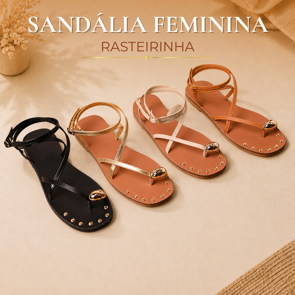 Rasteirinha Feminina Sandália Rasteira Elegante Confortável e Leve Moda Verão Envio Imediato