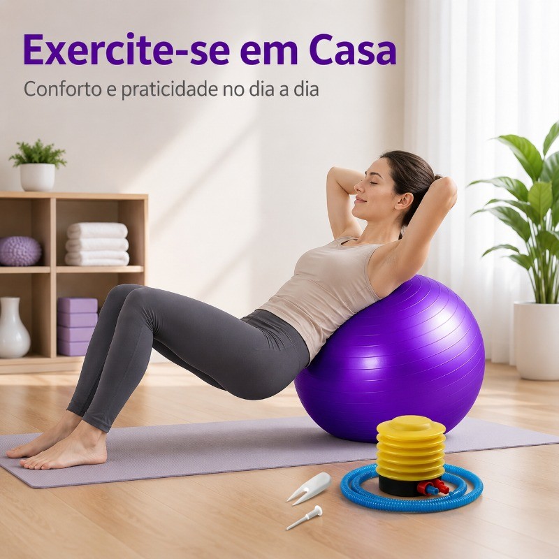 Conjunto de bolas de fitness para Pilates de 65 cm (incluindo bomba de ar), adequado para fitness, ioga, treinamento de 